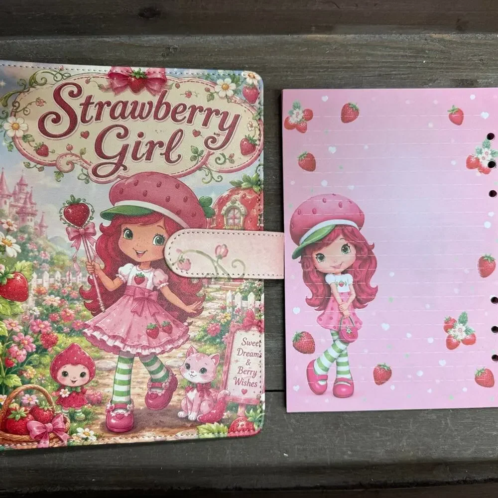 Strawberry Shortcake Girl A5 Binder with matching printed paper